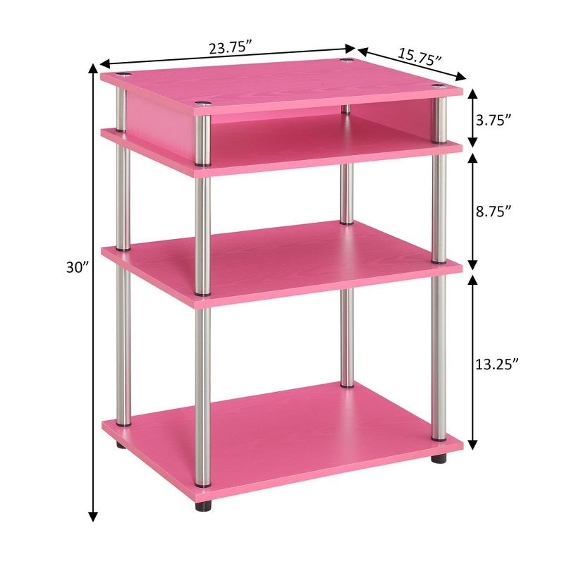Designs2Go No Tools Printer Stand with Shelves Pink/Chrome - Breighton Home, 5 of 9