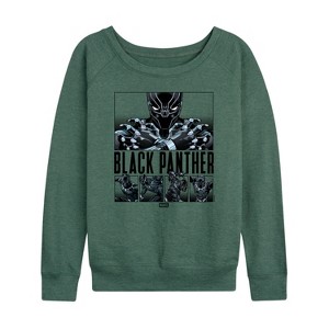 Women's - Marvel - Black Panther Grid Lightweight French Terry Wide Neck Long Sleeve Graphic Shirt - 1 of 4