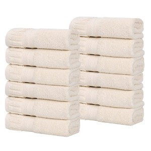 Ribbed Textured Border Zero Twist Cotton Medium Weight Towel Set by Blue Nile Mills - 1 of 4