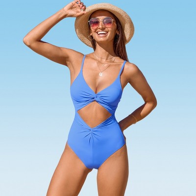 Women's V-neck Twist Cut Out One-piece Swimsuit - Cupshe