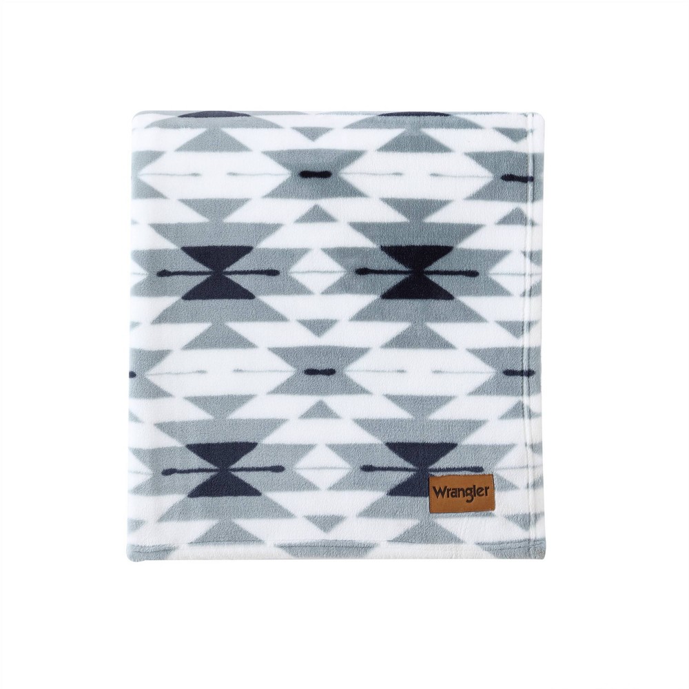 Photos - Duvet Wrangler 50"x70" Oversized Geometric Reversible Throw Blanket Blue  