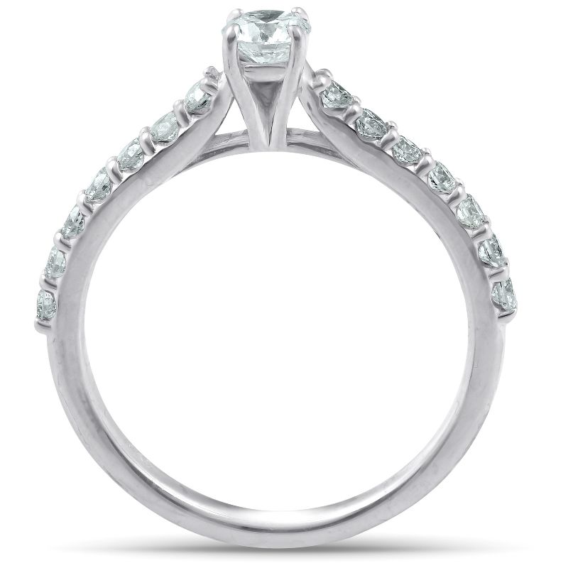 Pompeii3 3/4 Ct TDW Diamond Side Stone Engagement Ring 14k White Gold Lab Created, 3 of 6