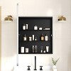 Merrick Lane Reversible Bathroom Wall Medicine Cabinet with Rounded Rectangular Beveled Mirror and Metal Frame and Shelves - 2 of 4