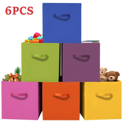 DOMETOUR 6 Piece Cube Storage Bins, 11 Inch Collapsible Storage Cube Organizer with Handle