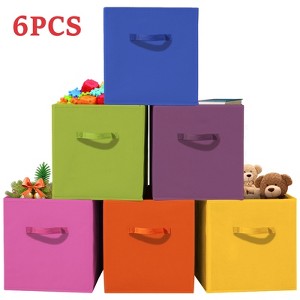 DOMETOUR 6 Piece Cube Storage Bins, 11 Inch Collapsible Storage Cube Organizer with Handle - 1 of 4