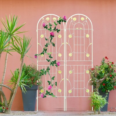 2 Pack Metal Garden Trellis, Garden Trellis Climbing Plants, Garden Trellis Modern With 71" X 40" For Climbing Plants Outdoor-Cuddlewood