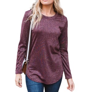 Amaryllis Women's Long-Sleeve Button-Back Top Elegant Lace Detail Comfortable Stylish - 1 of 4