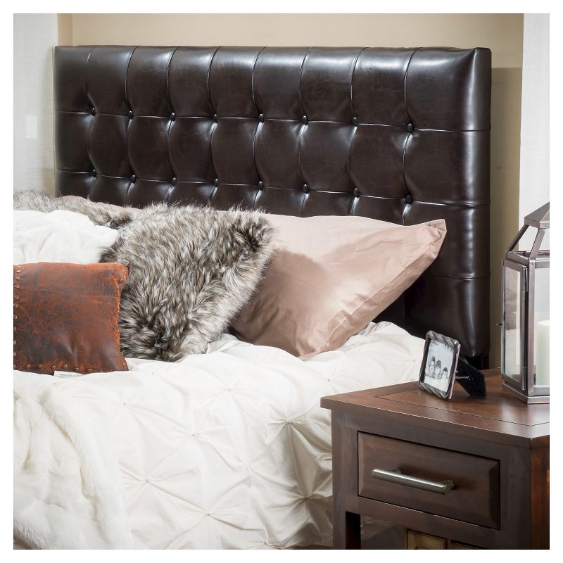 California/King Austin Tufted Bonded Leather Headboard Brown - Christopher Knight Home, 3 of 6