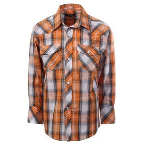 Gioberti Boy's Casual Western Plaid Long Sleeve Pearl Snaps Shirt - 1 of 1