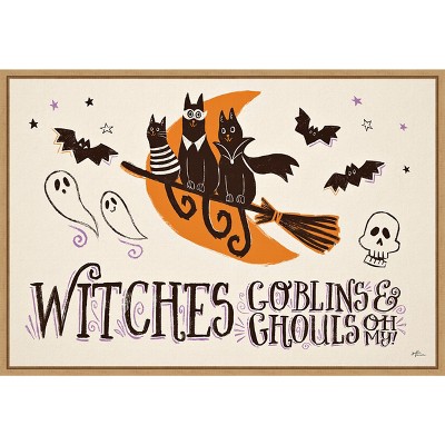 Spooktacular Halloween Canvas Print with Maple Frame