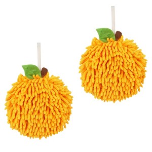 REGALWOVEN Bathroom Soft Absorbent Fluffy Chenille Ball Hand Towels with Wall Hook 6" x 6" 2 Pcs - 1 of 4