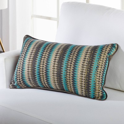 14"x24" Oversized Asward Woven Lumbar Throw Pillow Blue - Sure Fit