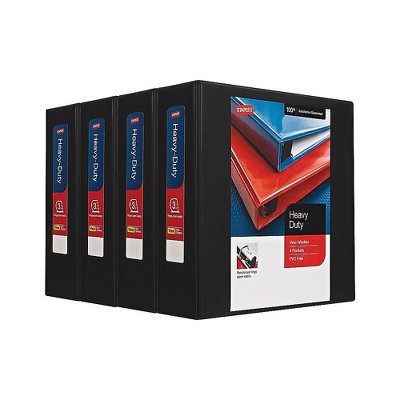 Staples Heavy-Duty 3" 3-Ring View Binders Black 4/Carton (24690CT) 56234CT/24690CT