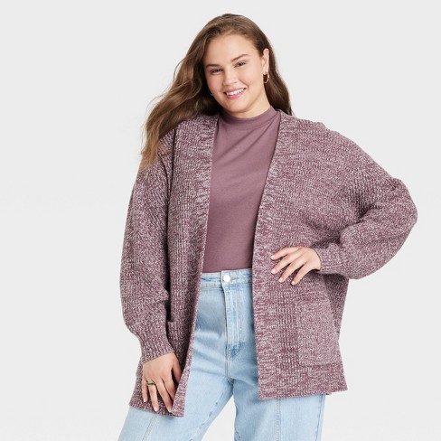 Women s Plus Size Open Cardigan A New Day Burgundy 3x Target