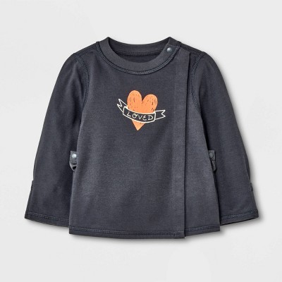 Image of Baby Adaptive Side Snap Long Sleeve T-Shirt - Cat & Jack™ Black 0-3M