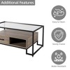 WhizMax Rectangular Coffee Table, Glass Coffee Table with Storage Shelf and Drawer - 3 of 4