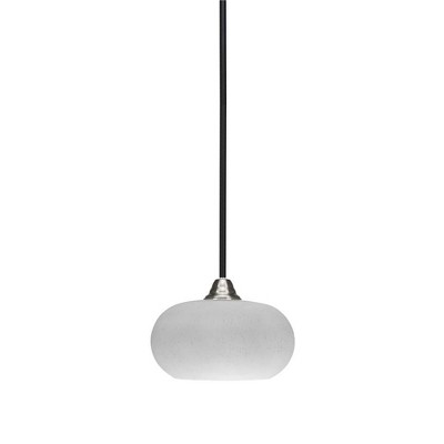 Toltec Lighting Paramount 1 - Light Pendant in  Matte Black/Brushed Nickel with 10" White Muslin Shade