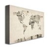 22" x 32" Vintage Postcards World Map by Michael Tompsett - Trademark Fine Art: Canvas Travel Wall Art, Unframed Horizontal Decor - 3 of 4