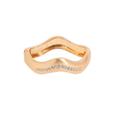 SOHI Women's Champayne Gold Embellished Swirl Bracelet