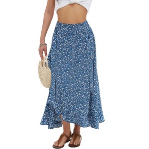 A-Line Floral Cotton Linen Skirt 4108