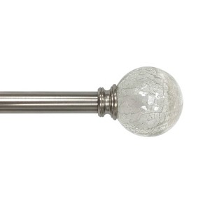 Lumi Home Furnishings 36"x66" Decorative Drapery Single Rod Set with Crackled Ball finials Brushed Nickel - 1 of 4