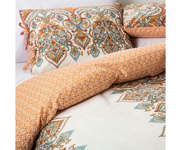 Anya Duvet Cover and Sham Set (King) Orange 3 Piece - Mudhut&#153;