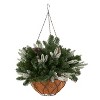 NOMA 24 Inch Evergreen Pre Lit Vienna Hanging Basket with Pine Branches, Pinecones, and Snow for Indoor Outdoor Holiday Decor - 2 of 4