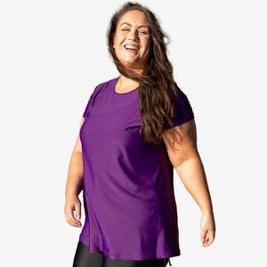 Calypsa Women's Plus Size Longer Length UPF 50+ Anna Swim Tunic - 1 of 4