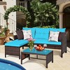 Costway 3PCS Patio Wicker Rattan Sofa Set Outdoor Sectional Conversation Set - 3 of 4