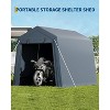 Heavy-Duty Portable Outdoor Storage Shed, Waterproof PE Carport with Roll-Up Door for Tools & Motorcycle - 2 of 4