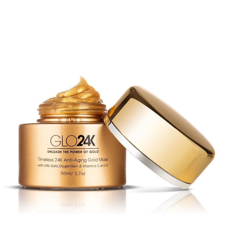 GLO24K Timeless Nourishing Gold Mask With 24k Gold, OxygenSkin, & Vitamins C,E Potent Formula For Radiant Skin - Made In The USA, 1 of 7