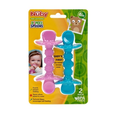 Nuby 2pk Dipeez Spoon - Pink/Aqua