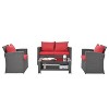 4-Piece Patio Furniture Outdoor Sofa Set, Garden Furniture With Tempered Glass Coffee Table - 4 of 4
