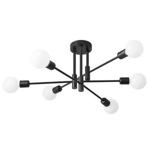 POWLIG 6-Light Black Mid Century Modern Nordic Sputnik Chandelier Flush Mount - 1 of 4