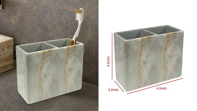 Stone Hedge Resin Decorative Bathroom Vanity Countertop Storage Organizer Canister Jar - Nu Steel, 2 of 7, play video