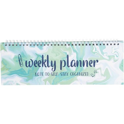 Paper Junkie Undated Weekly Planner, Goals, Shopping, To Do List, Horizontal Desk Calendar (Spiral Bound, 12 x 4 in)"