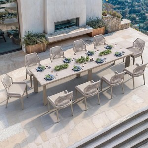 PURPLE LEAF Dining Set Patio Metal Table and Wicker Rattan Chairs for Outside Porch Garden Kitchen Modern Outdoor Furniture Sets - 1 of 4