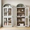 Arched Bookshelf with Doors Farmhouse Bookcase Display Storage Shelves 71.4in Tall Wooden Display Cabinet Rounded Bookcases - 3 of 4