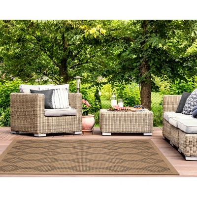 Natural Geometric Flat Woven Indoor/Outdoor Rug