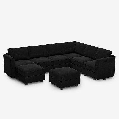 Belffin Modular Velvet Sofa with Storage Seat and Ottoman (7 Seats + 9 Sides)