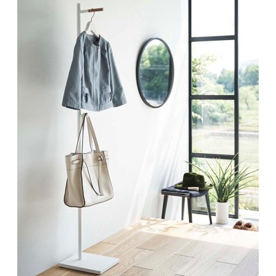 Black Steel and Wood Minimalist Coat Rack