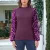 Anna-Kaci Women's Sequin Puffed Long Sleeve Mock Neck Pullover - 2 of 4