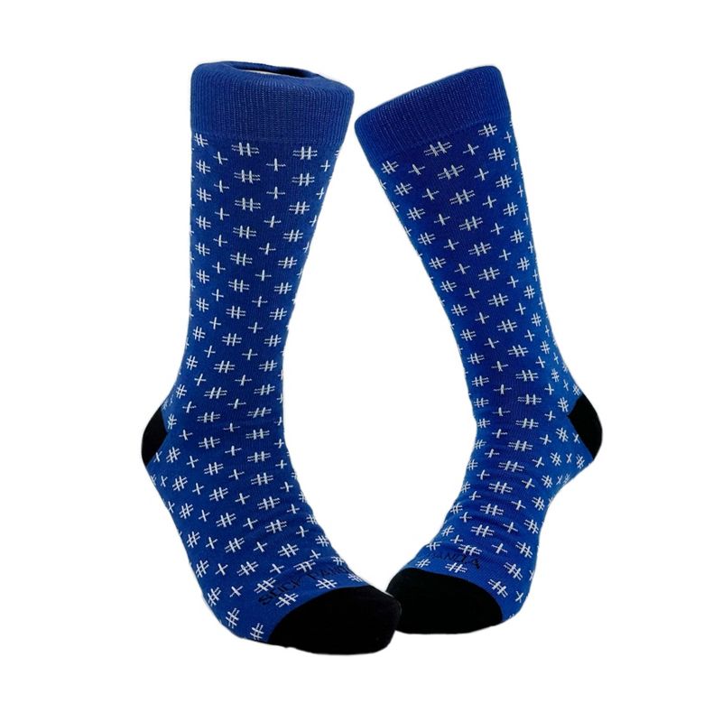 Blue Hashtag Patterned Socks from the Sock Panda (Men's Sizes Adult Large), 1 of 6