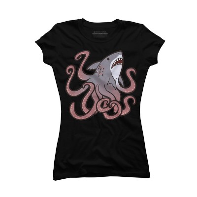 Junior's Design By Humans Sharktopus By owlapin T-Shirt