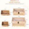 BRINJOY Bohemian Woven Rattan Display Boxes Set of 2 with Glass Lids - Rectangular Storage Boxes with Removable Tray for Home Decor - 3 of 4