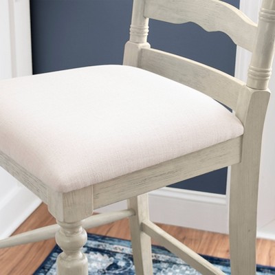 Marino White Wash 30" Upholstered Wood Bar Stool with Turned Legs