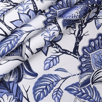 Cynthia Jacobean Blue Floral Room Darkening Curtain Set