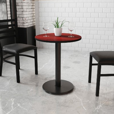 24'' Round Red Laminate Dining Table with Black Base