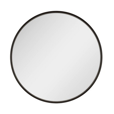 Master & Co. 36" Round Woodgrain Mirror Black: Modern Style, MDF Frame, No Assembly, Wall Mount