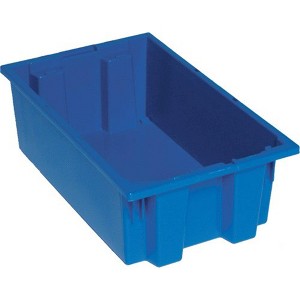 Quantum Storage Systems Stack And Nest Tote, 18"W X 11"D X 6"H, Heavy Duty, 0.50 Cu. Ft. Capacity, Blue Polypropylene - 1 of 2